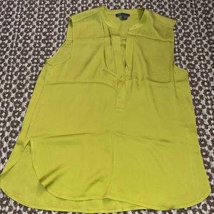 Vince women’s neon yellow green sleeveless blouse top size large